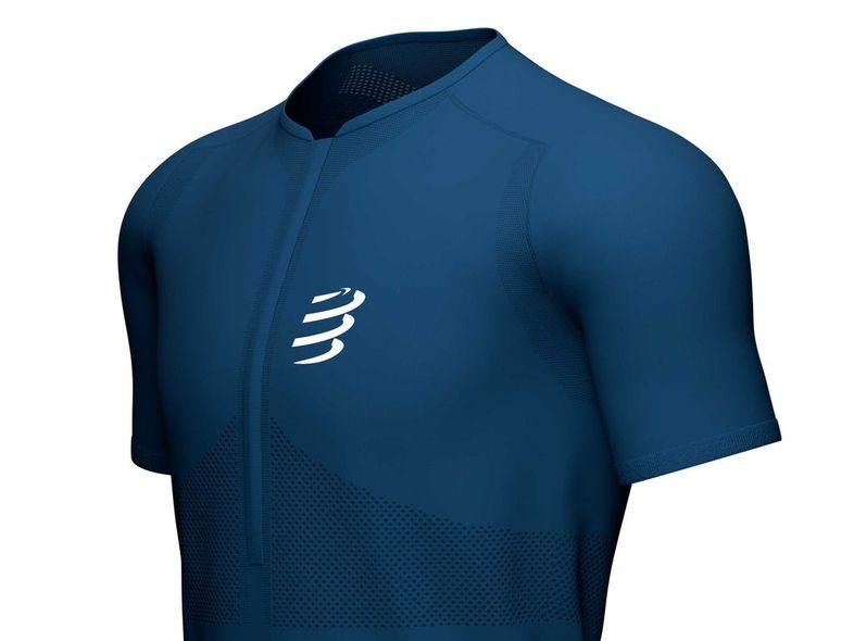 TRAIL HALF-ZIP FITTED SS TOP BLUE, L