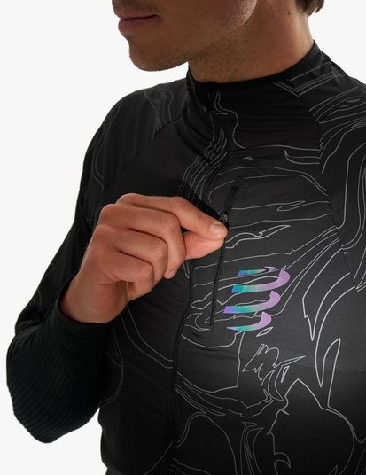 HURRICANE WINDPROOF JACKET M, BLACK/AURORA - COMPRESSPORT