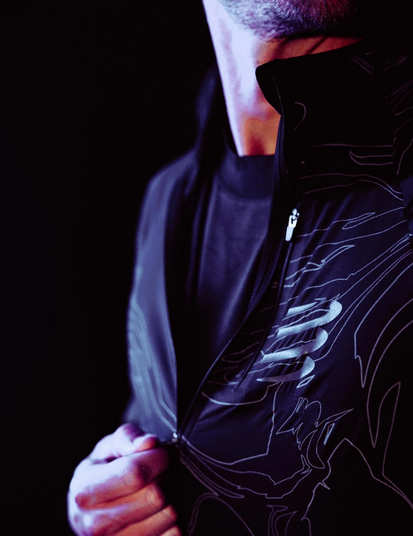 HURRICANESジャージ HURRICANE WINDPROOF JACKET M, BLACK/AURORA - COMPRESSPORT