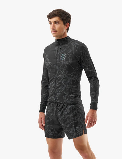 HURRICANE WINDPROOF JACKET M, BLACK/AURORA - COMPRESSPORT
