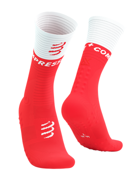 MID COMPRESSION SOCKS FLUO RED/WHITE, T2