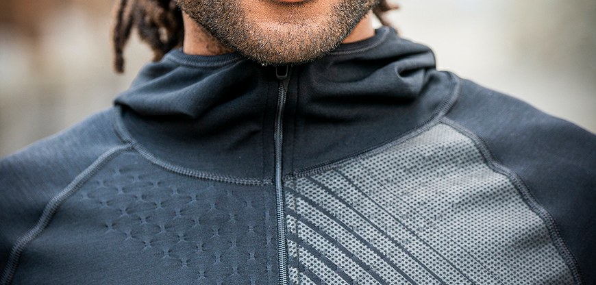 3D THERMO SEAMLESS HOODIE ZIP, BLACK, L